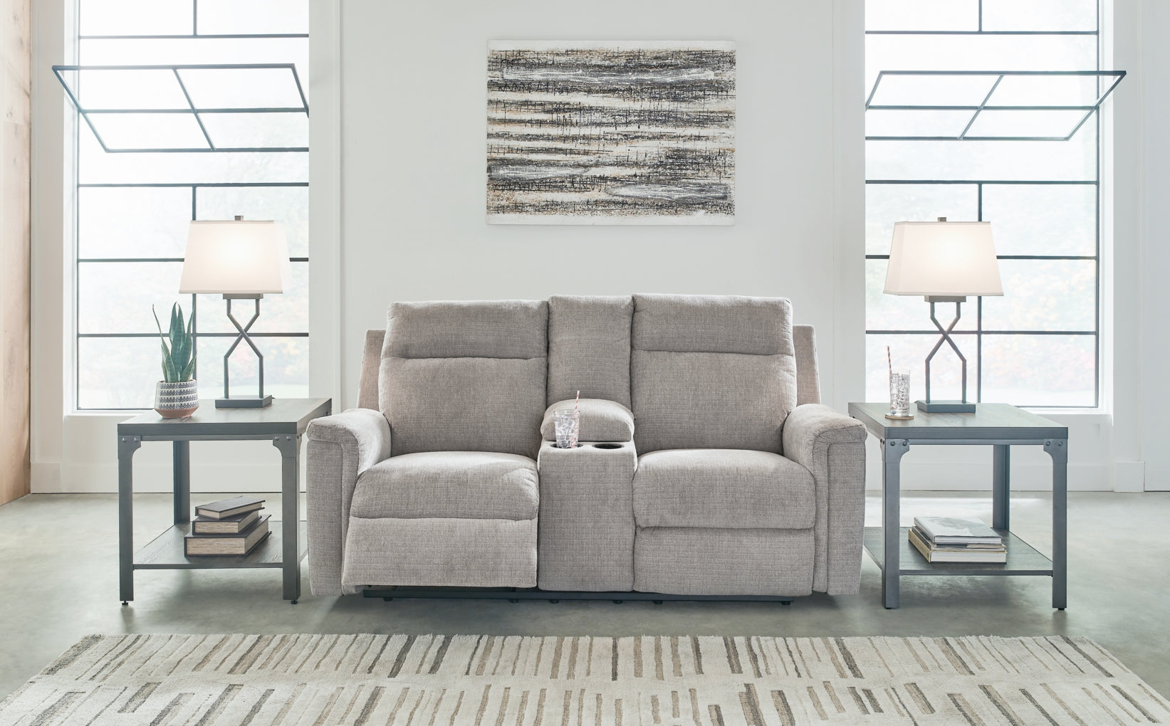 Barnsana DBL Reclining Power Loveseat w/Console by Ashley Furniture