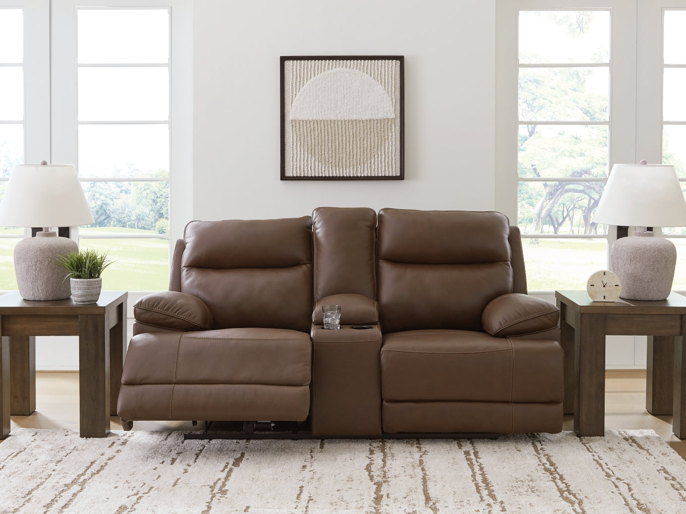 VonRyan Power Reclining Loveseat/Console/Adjustable Headrest