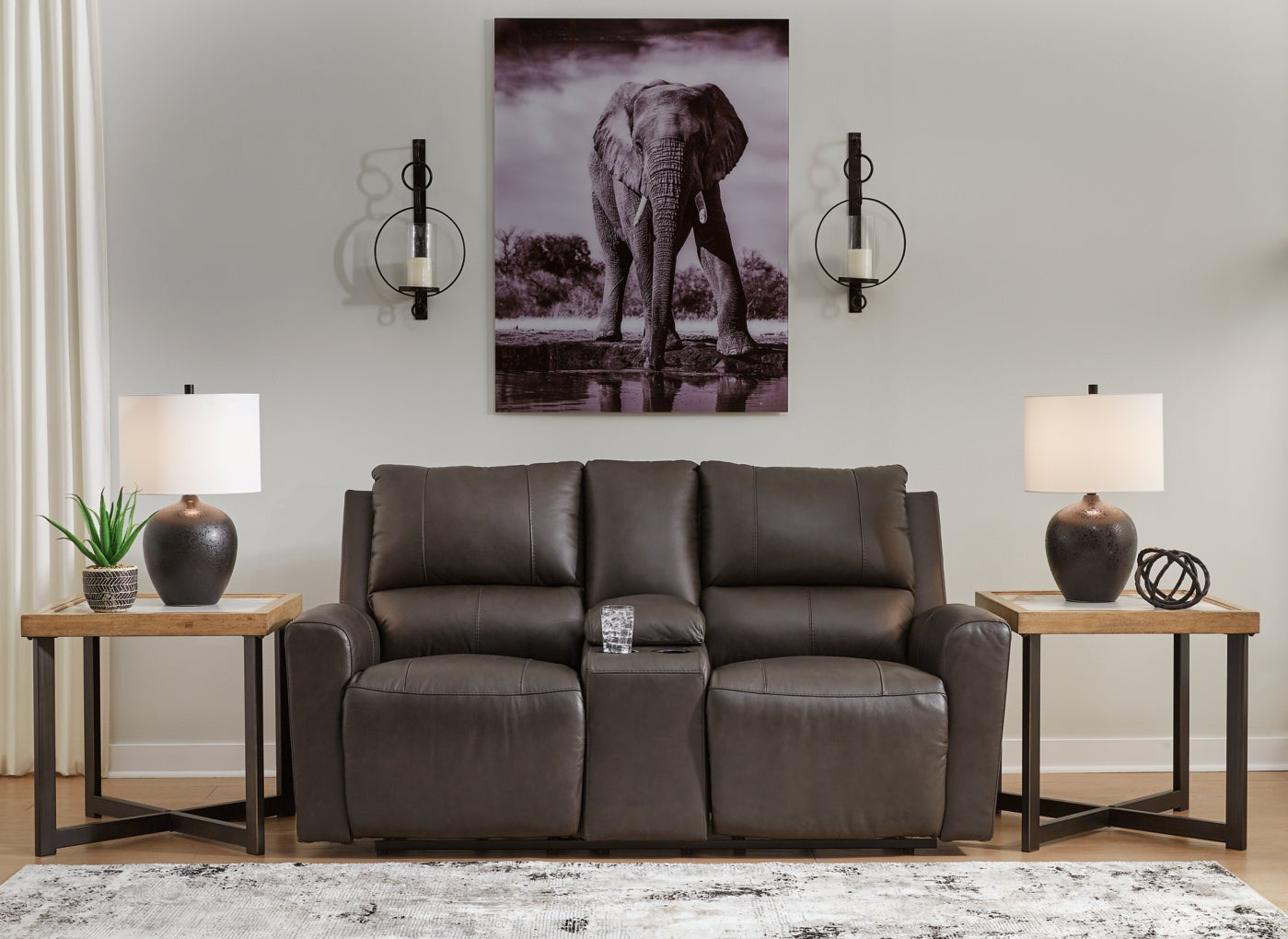 Boxmere DBL Reclining Power Loveseat w/Console by Ashley Furniture