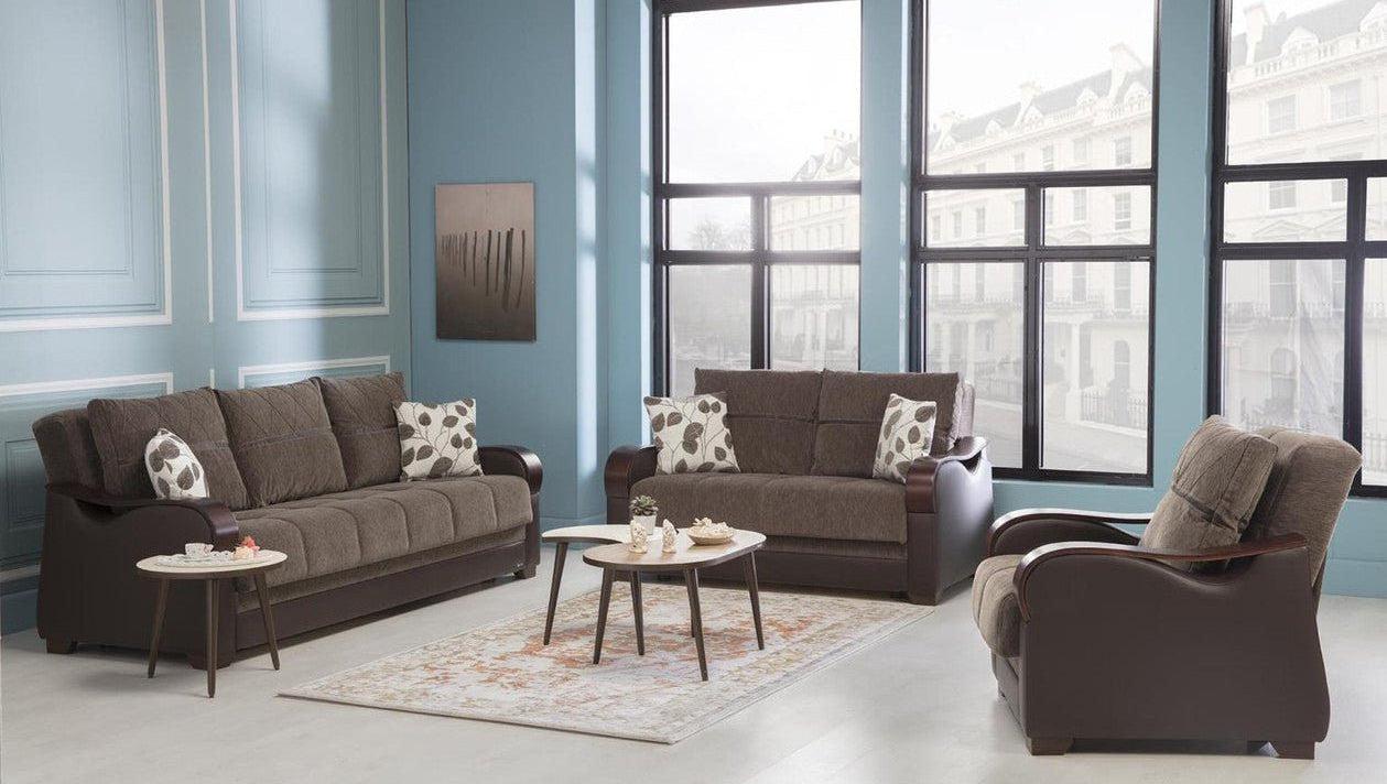 Bennett Living Room Set Sofa Loveseat Armchair by Bellona ARMONI BROWN