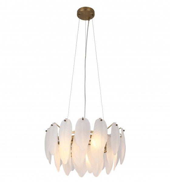 BI BRASS PLATED FRAME CHANDELIER FROSTED WHITE GLASS