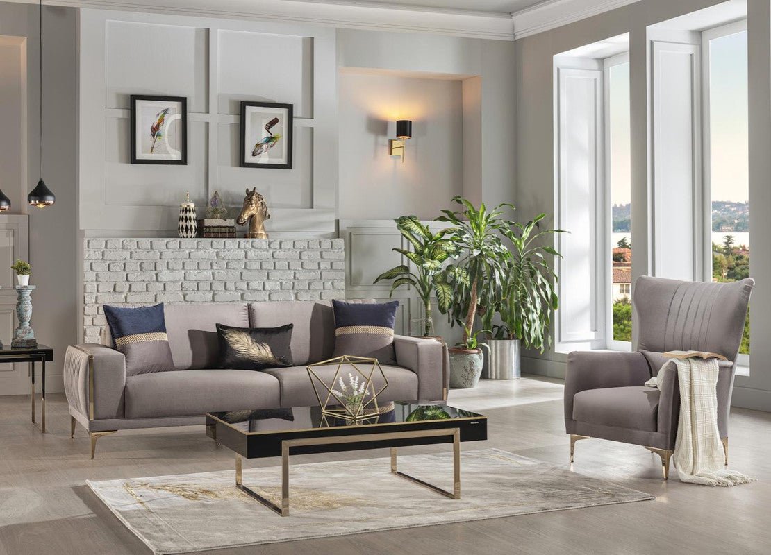 Carlino Living Room Set Sofa Loveseat Armchair by Bellona NAPOLY GREY