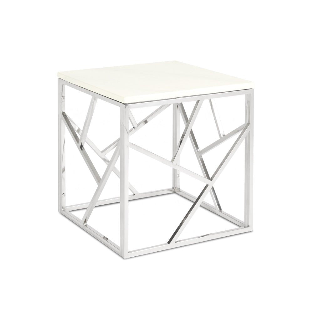 CAROLE End Table White-Marble