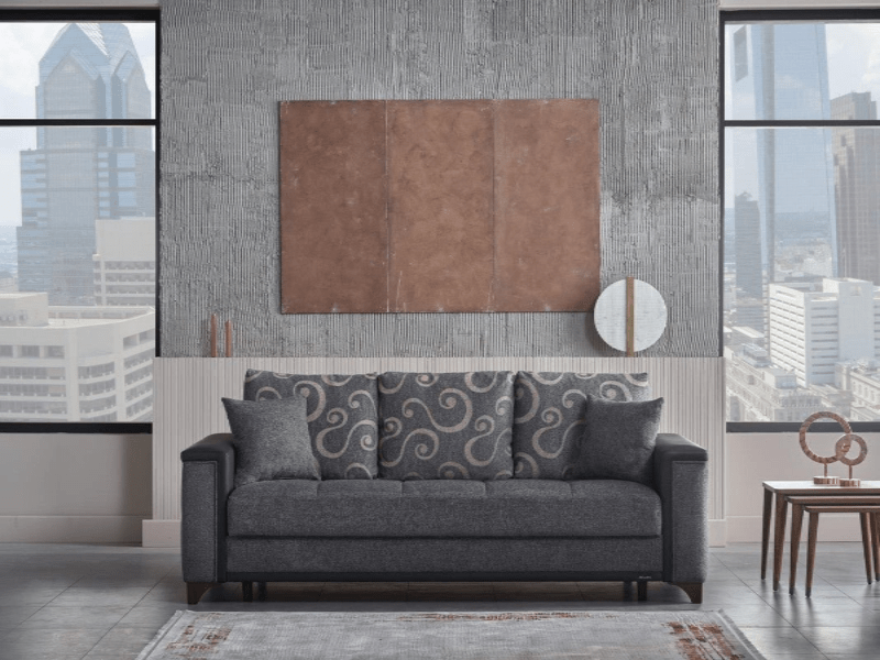 Charlotte 3 Seat Sleeper Sofa (Beatto Anthracite) by Bellona - Berre Furniture
