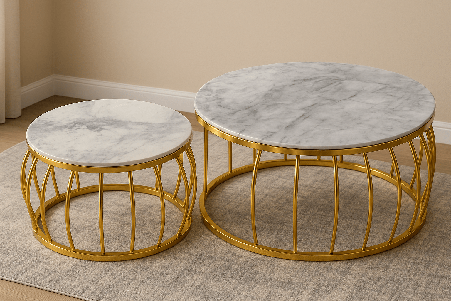 Dazling Marble Look 2 Piece Coffee Table - Berre Furniture