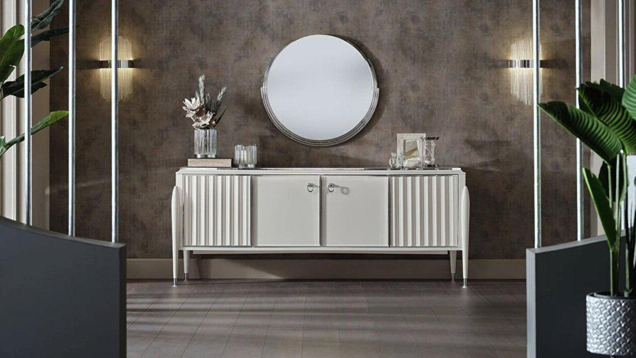 Gravita Buffet With Mirror/Gravita Marble)/ Ivory Leg by Bellona