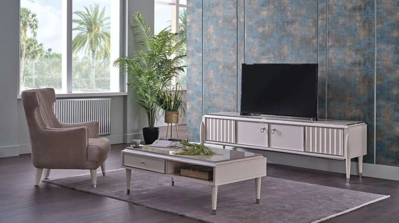 Gravita Tv Stand Ivory Leg by Bellona