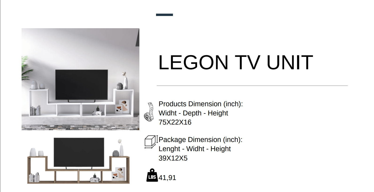 Legon TV Unit Varna Oak - Berre Furniture