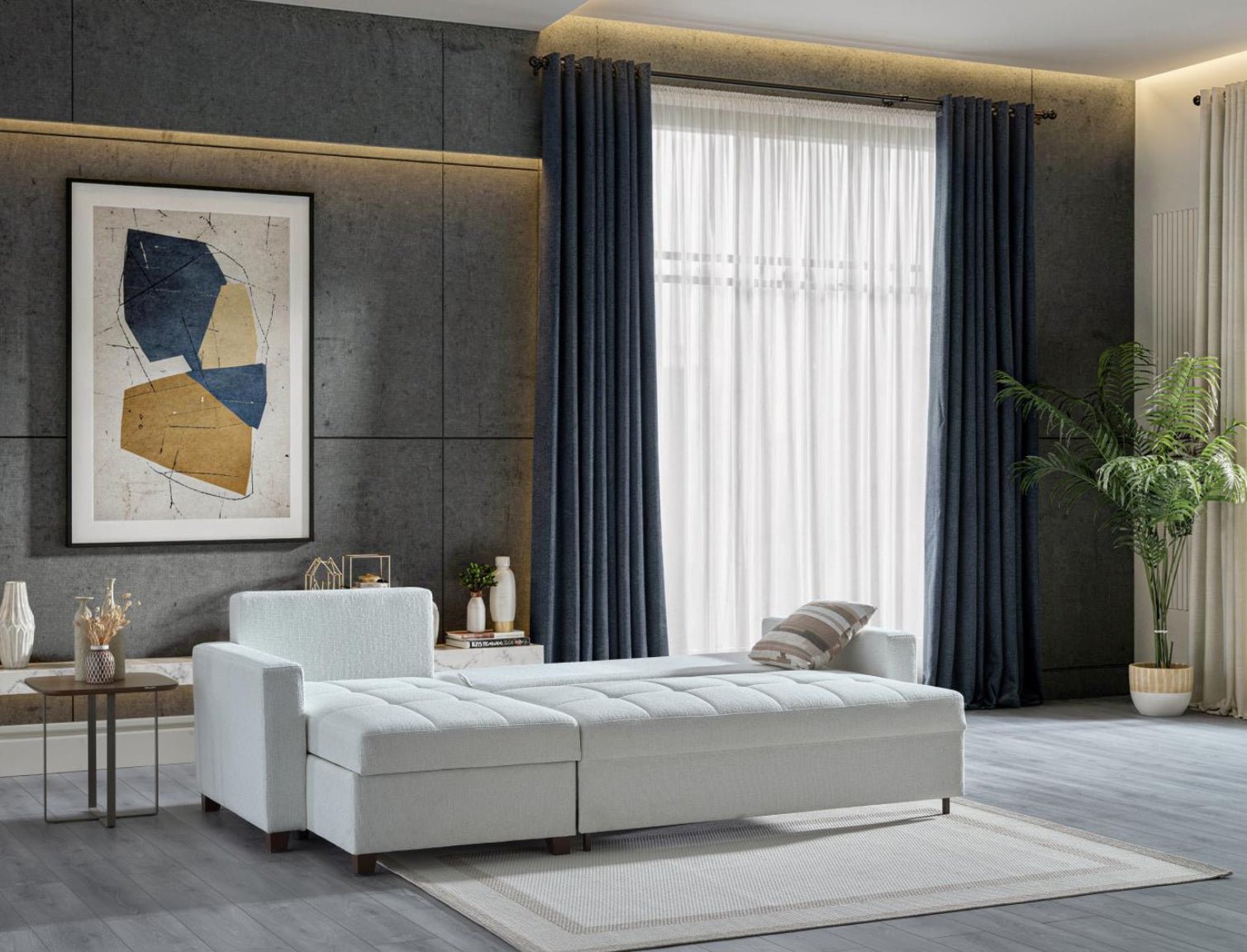 Mocca Corner Sectional ( Niva White) By Bellona - Berre Furniture