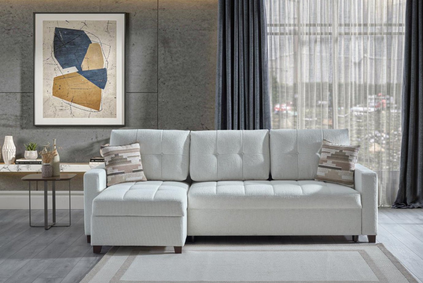 Mocca Corner Sectional ( Niva White) By Bellona - Berre Furniture