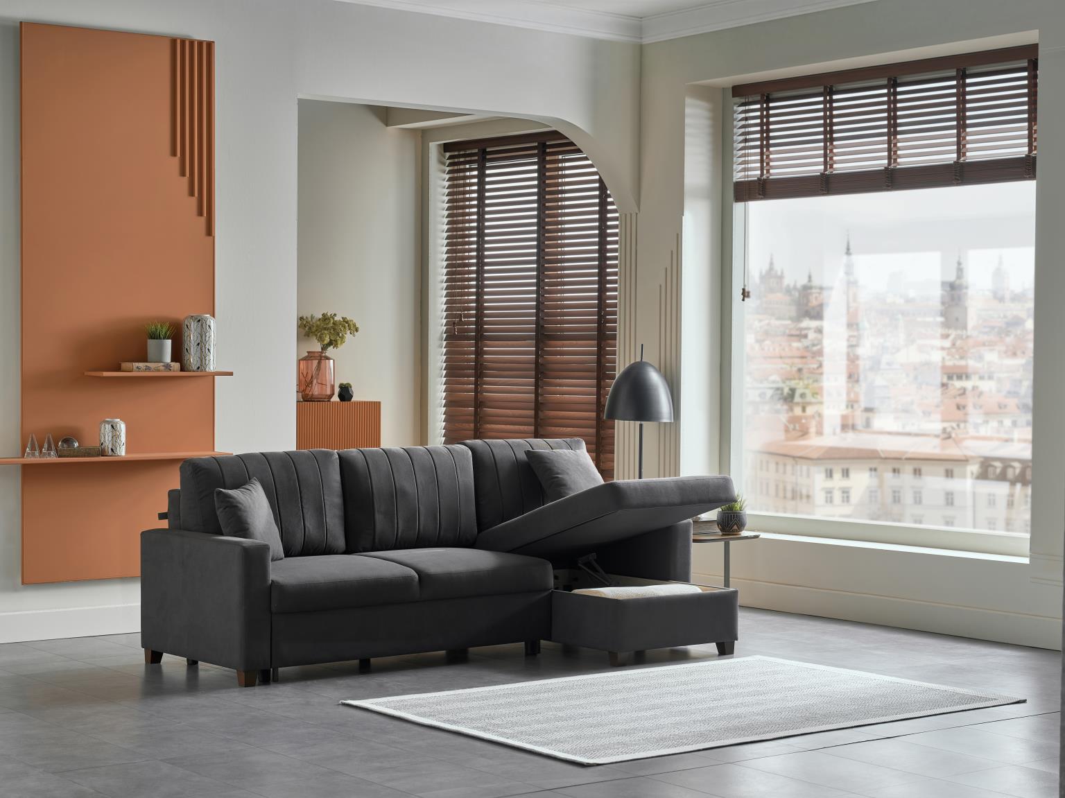 Mocca S Sectional (Zigana Gray) By Bellona - Berre Furniture