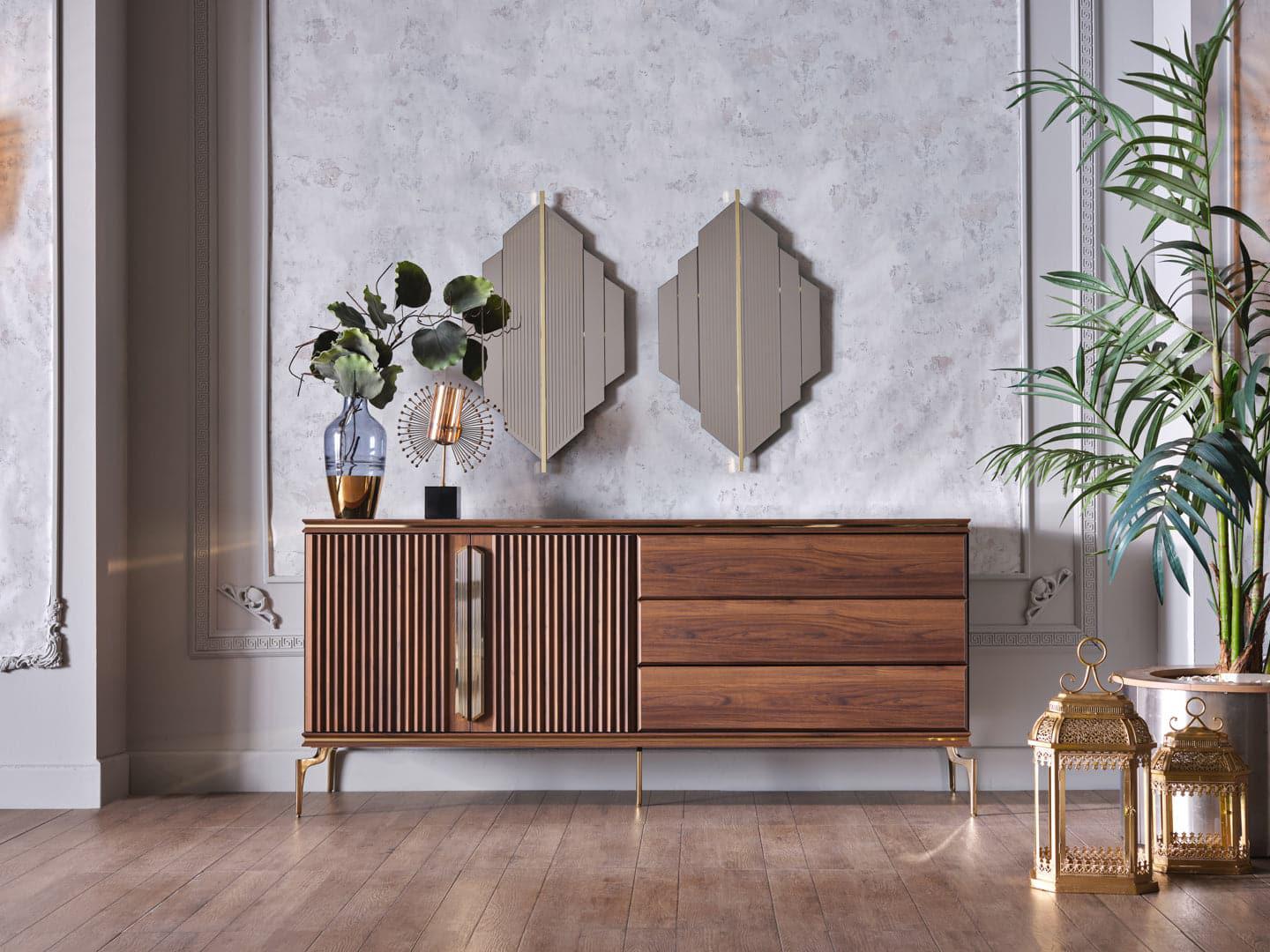 Montego Buffet (MONTEGO WALNUT/CAR MRB) 6 PIECES By Bellona - Berre Furniture