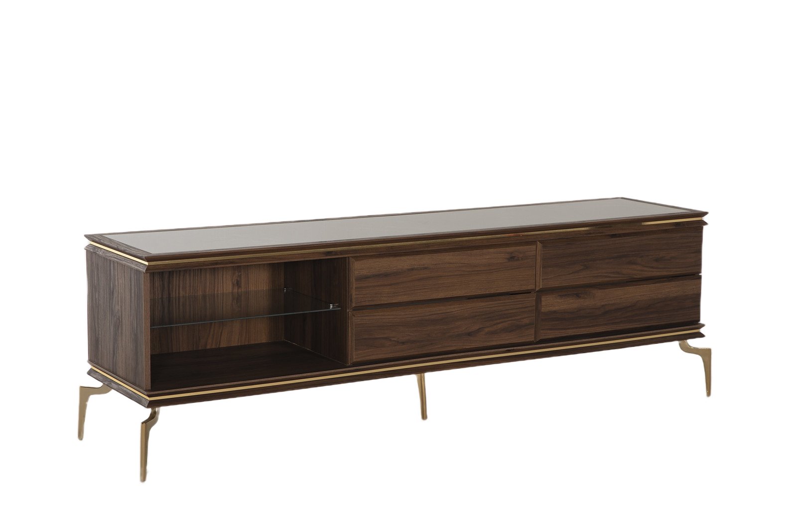 Montego Tv Stand (Montego Walnut/Car.Marb) by Bellona