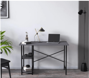 Multi Anthracite Desk with 4 Shelves - Berre Furniture