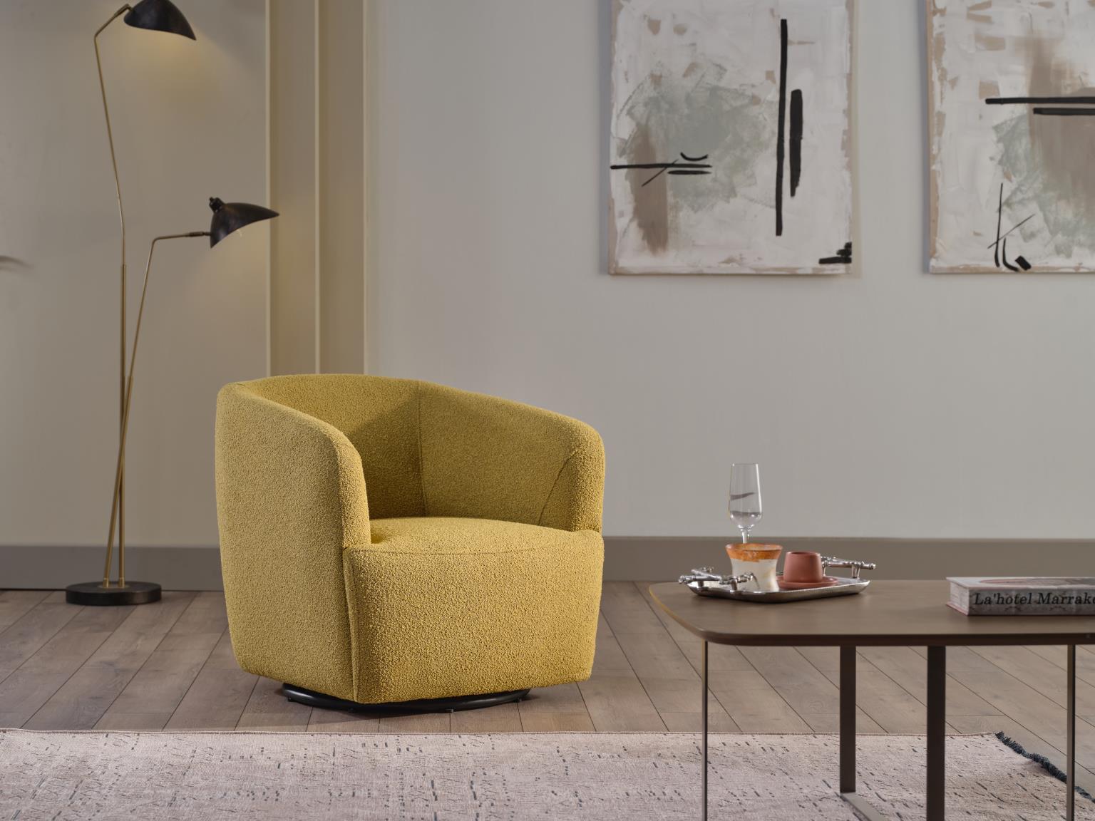 Picasso Swivel Chair (Oscar Mustard) by Bellona