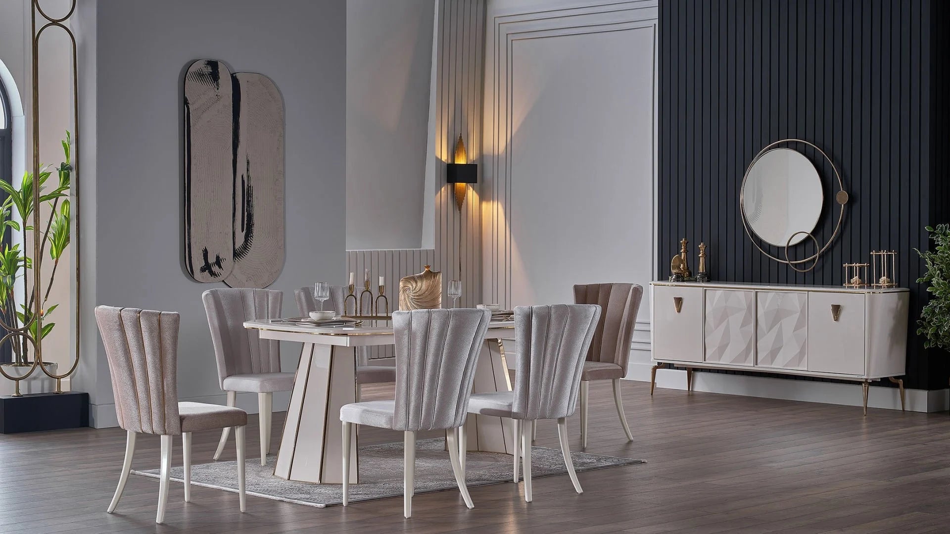 Plaza Dining Set Table With 6 Chairs by Bellona - Berre Furniture