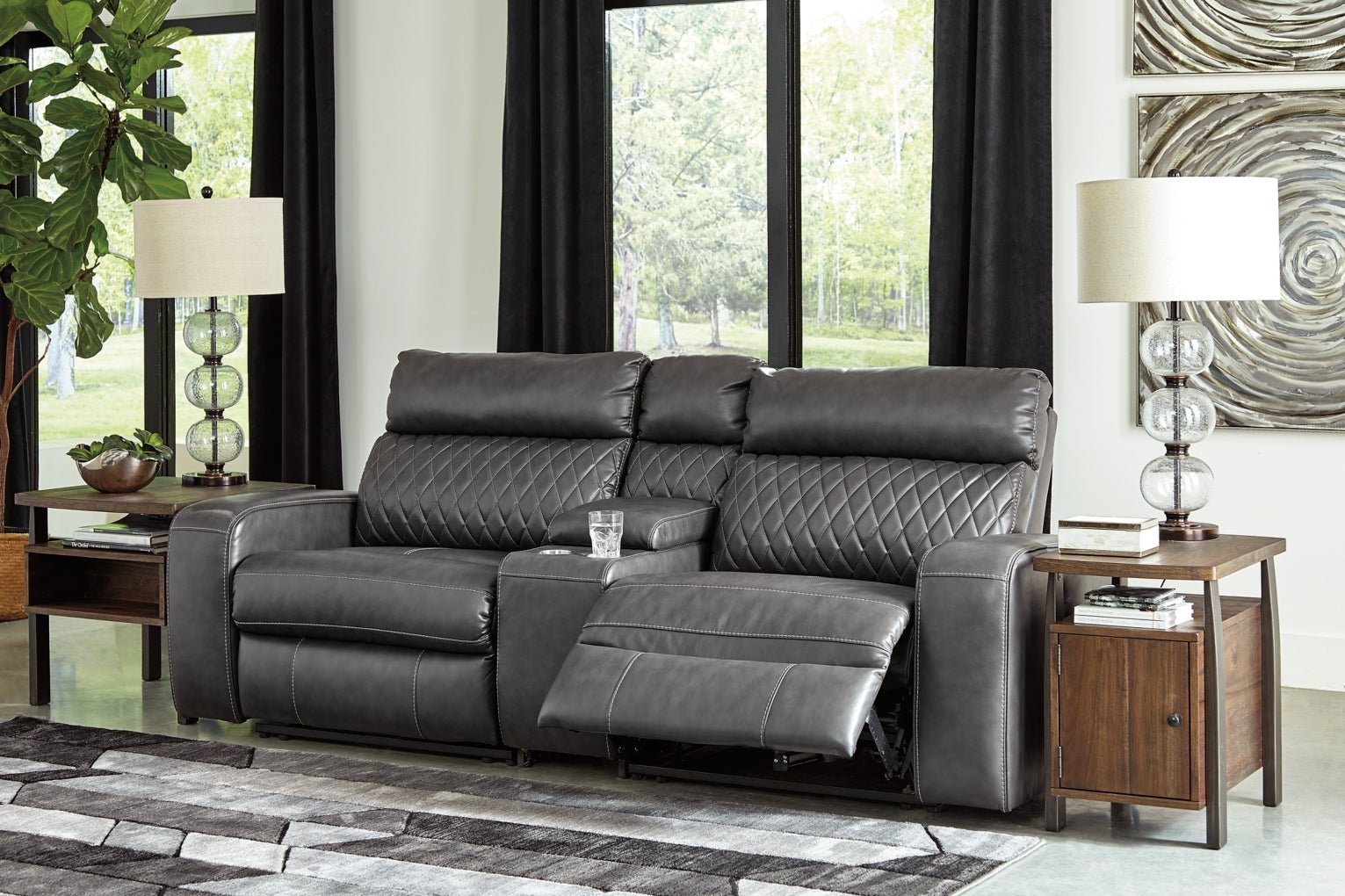 Samperstone 3 - Piece Power Reclining Sectional Loveseat - Berre Furniture