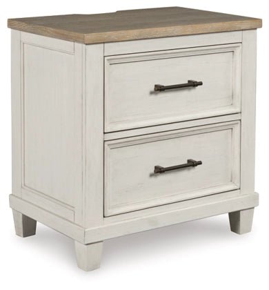 Shaybrock Two Drawer Night Stand with Power Cord - Berre Furniture