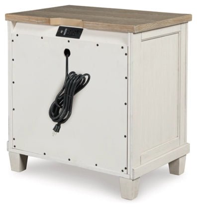 Shaybrock Two Drawer Night Stand with Power Cord - Berre Furniture