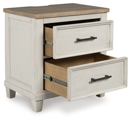 Shaybrock Two Drawer Night Stand with Power Cord - Berre Furniture