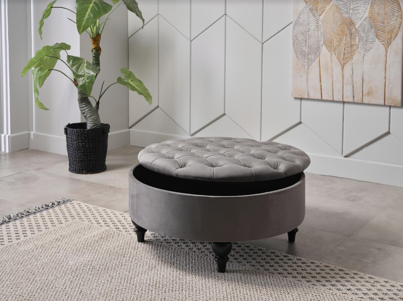 Suave Storage Ottoman (Vika Grey) by Bellona