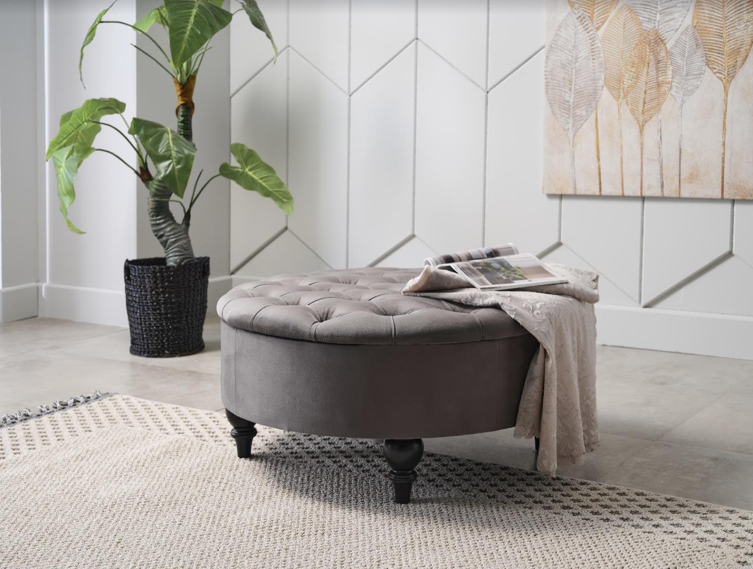 Suave Storage Ottoman (Vika Grey) by Bellona