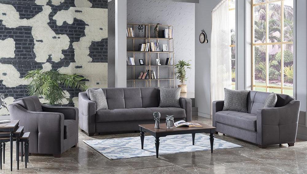Tahoe Living Room Set Sofa Loveseat Armchair by Bellona MELSON DARK GRAY