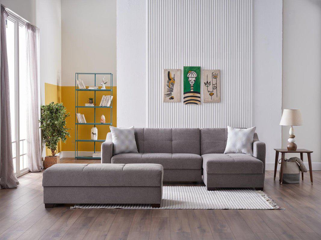 Tahoe Sleeper Sectional (Verderio Dark Gray) by Bellona No Ottoman