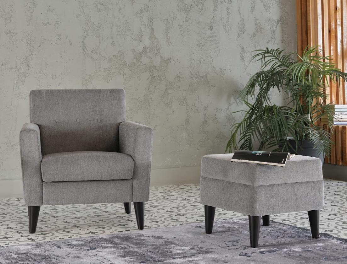 Theo Accent Chair and Ottoman by Bellona THEO GREY