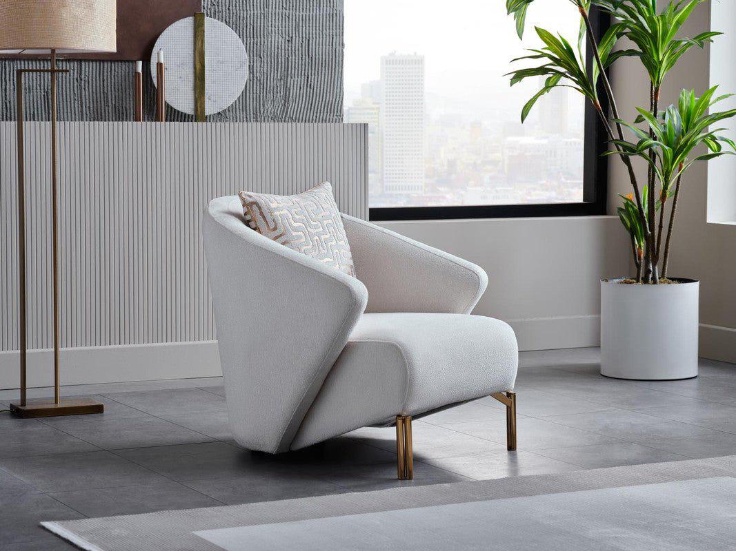 Veronica Accent Chair (Perla Cream Main/Almira Gold) by Bellona