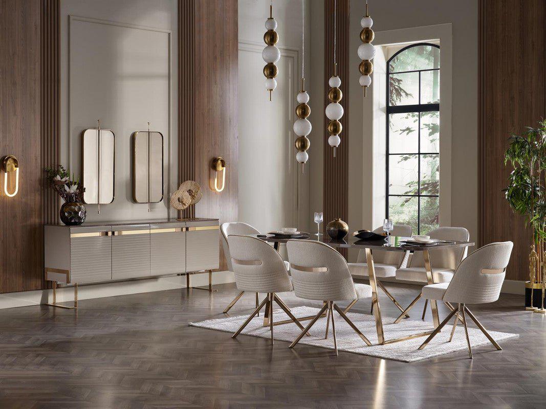 Veronica Dining Set by Bellona Dining Table + 6 Chairs + Buffet + Mirror