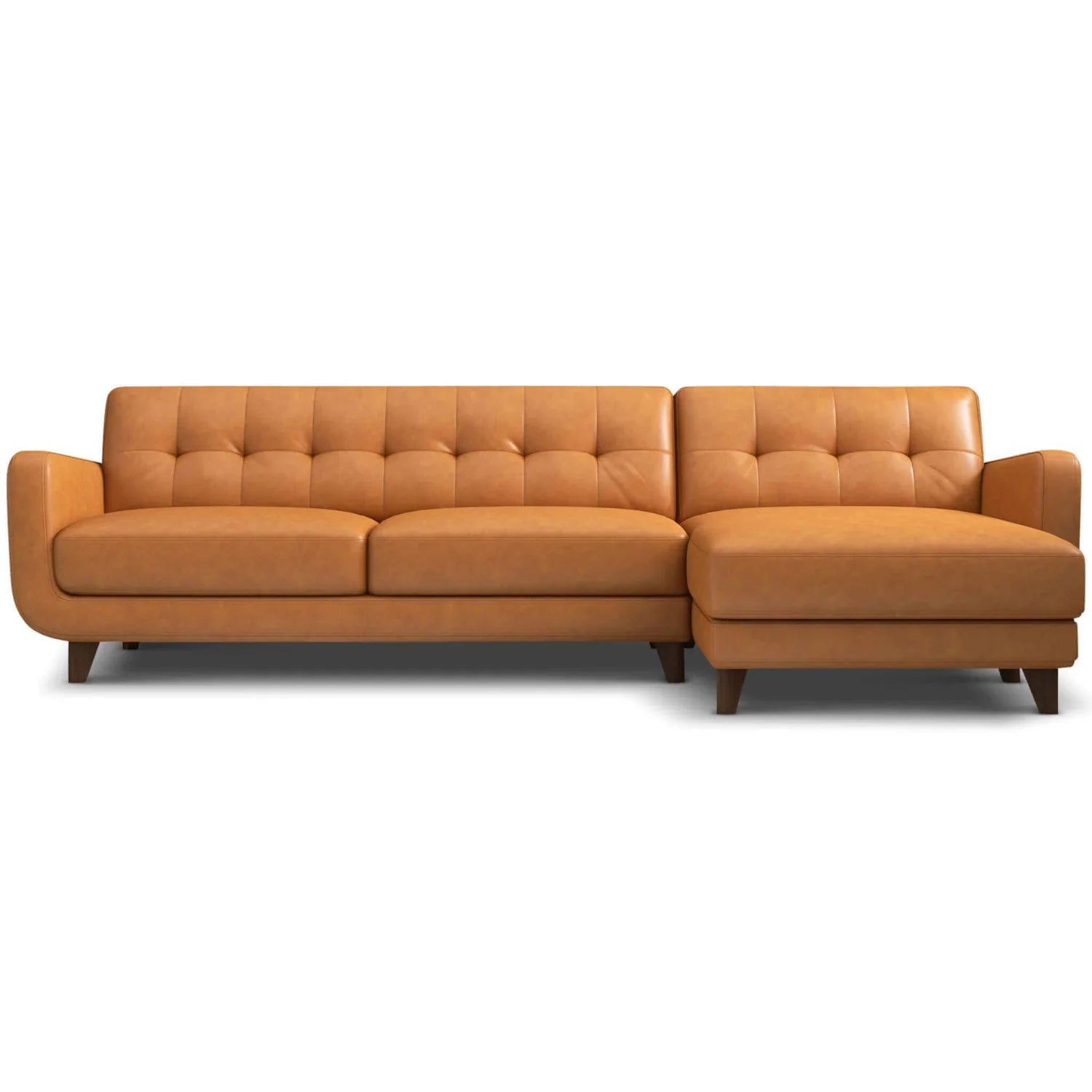 Allison Tan Leather Sectional Sofa Right Facing