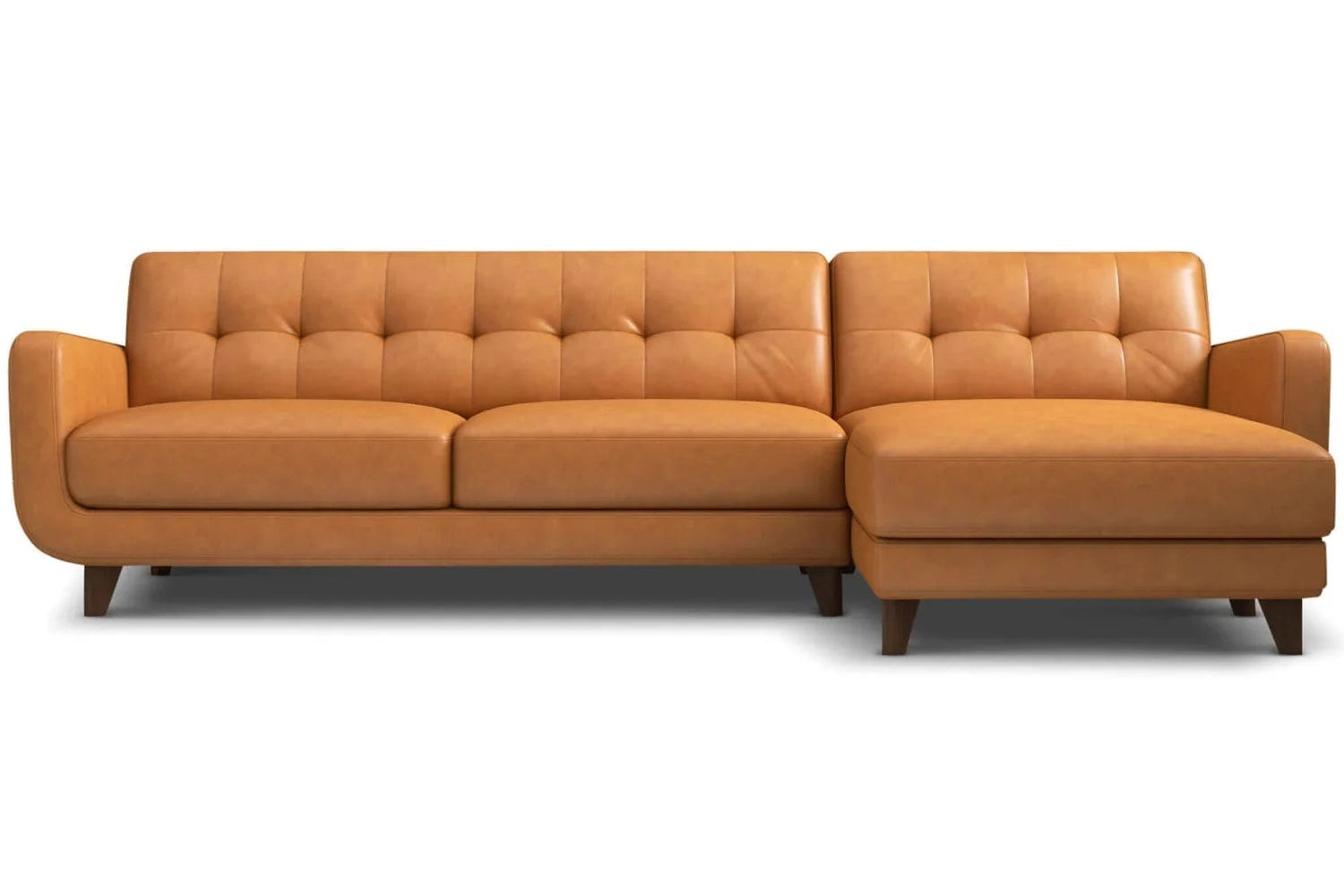 Allison Tan Leather Sectional Sofa Right Facing