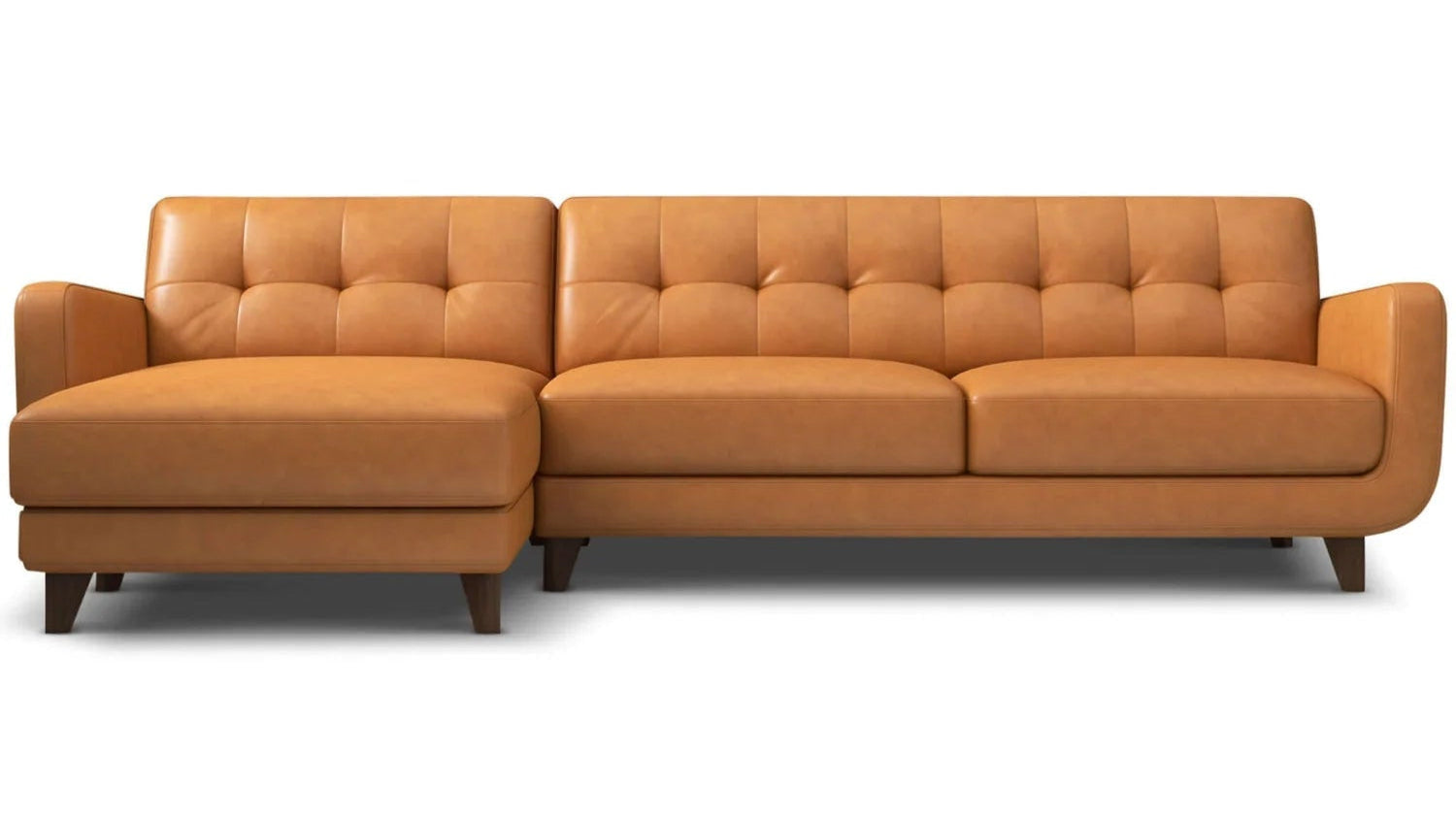 Allison Tan Leather Sectional Sofa Left Facing