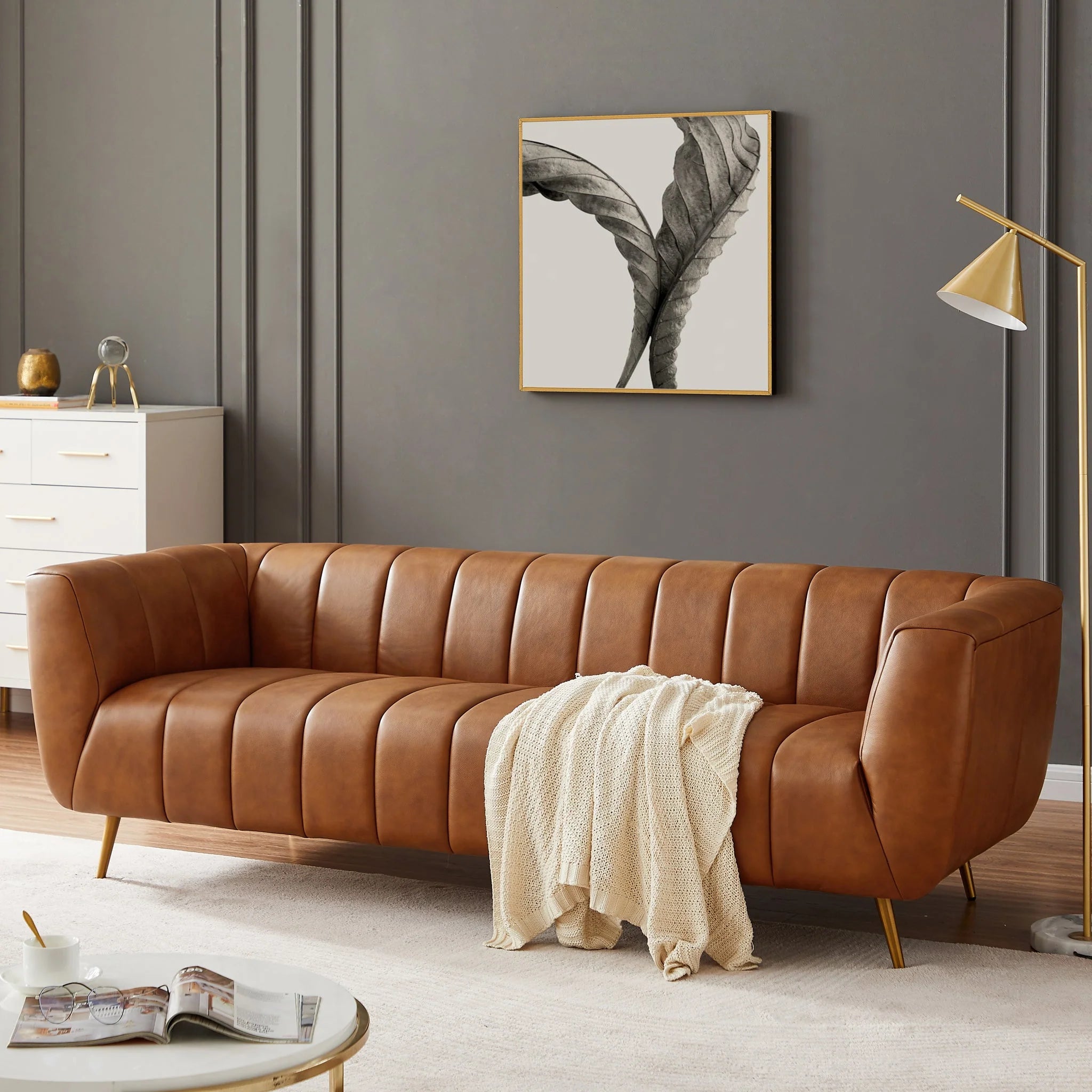 AVA Cognac Leather Sofa
