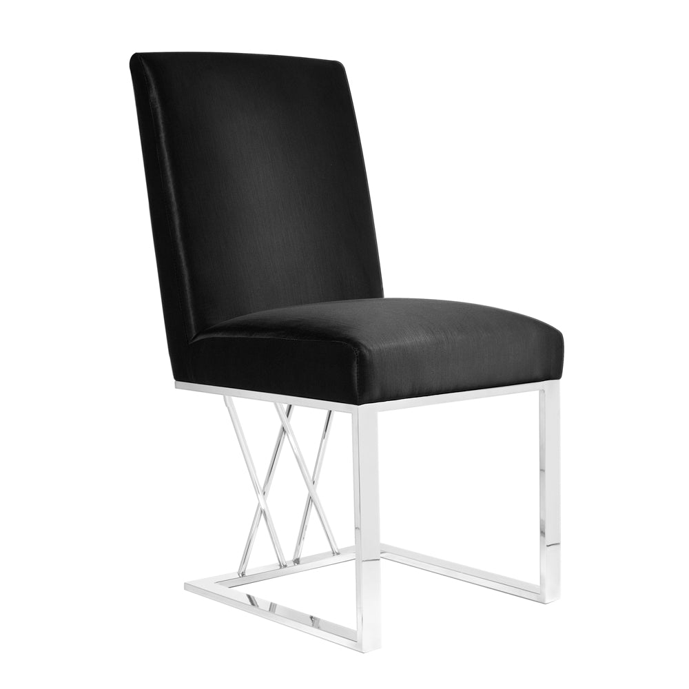 BAILEY Dining Chair Black Satin Silver