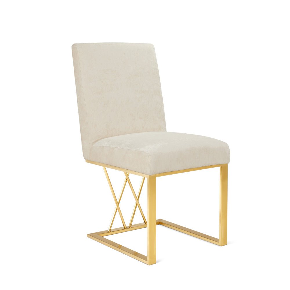 BAILEY Dining Chair Ivory Linen Gold