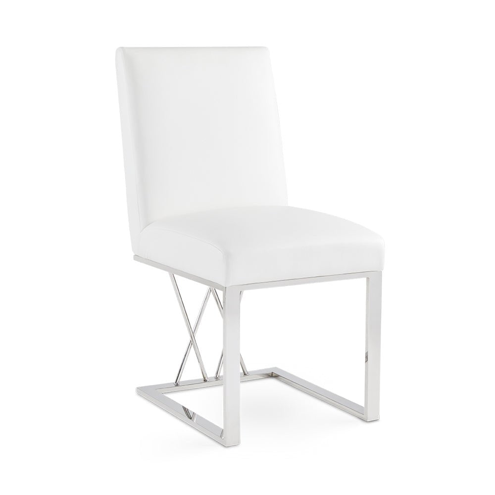 BAILEY Dining Chair White Leatherette Silver