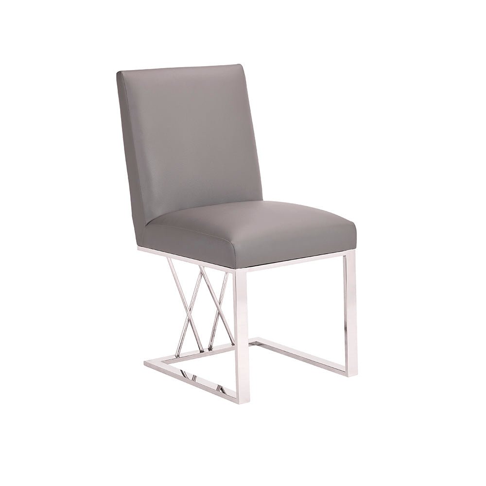 BAILEY Dining Chair Grey Leatherette Silver