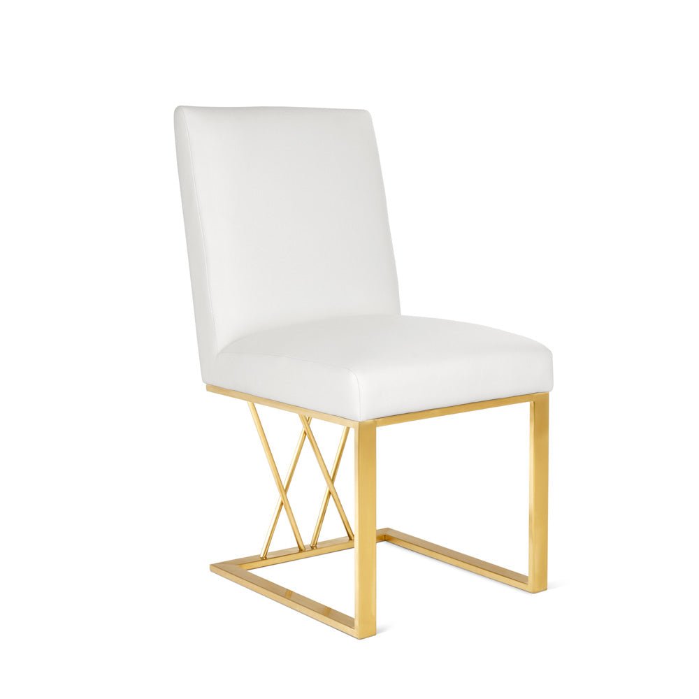 BAILEY Dining Chair White Leatherette Gold