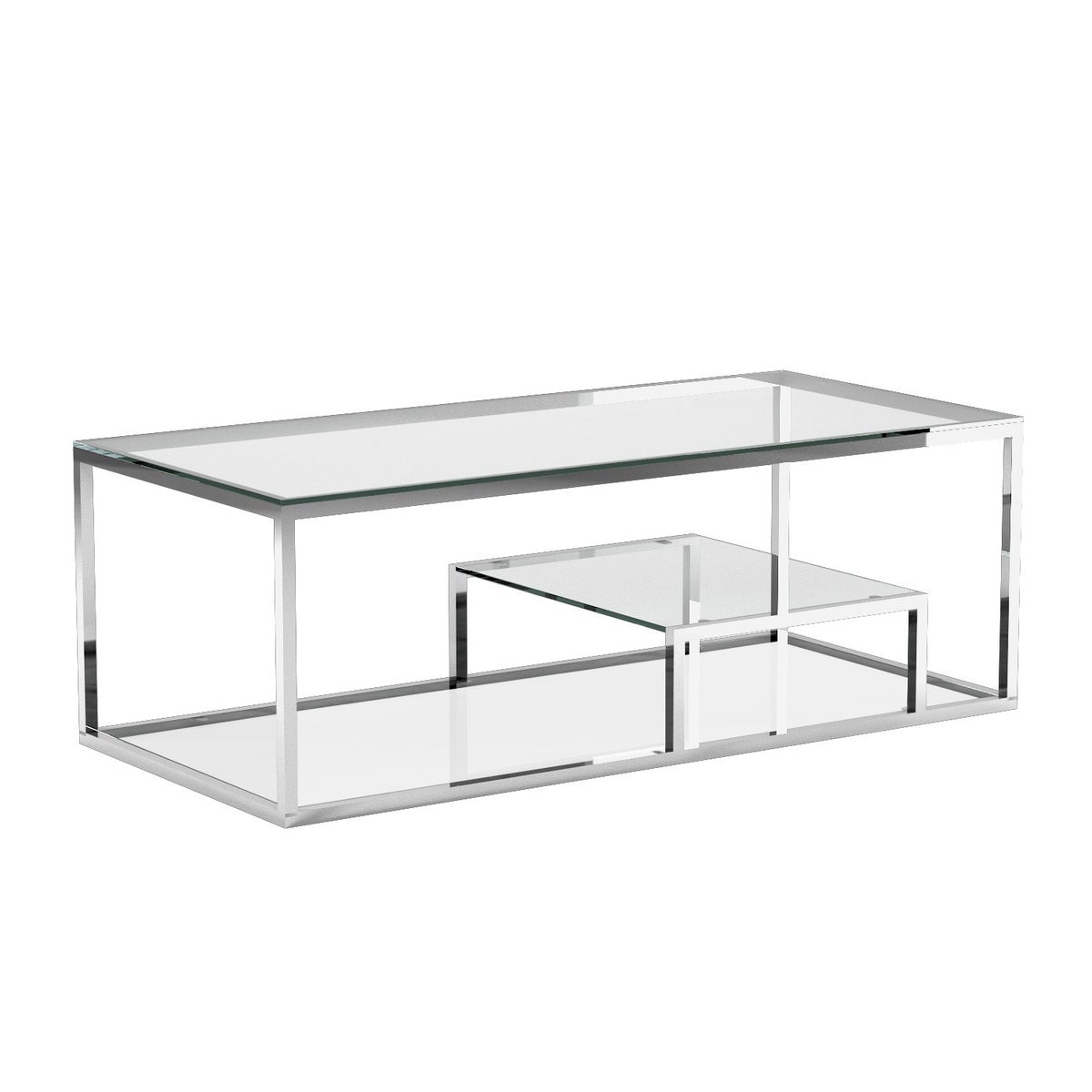 BAROLO Polished Steel Coffee Table Silver