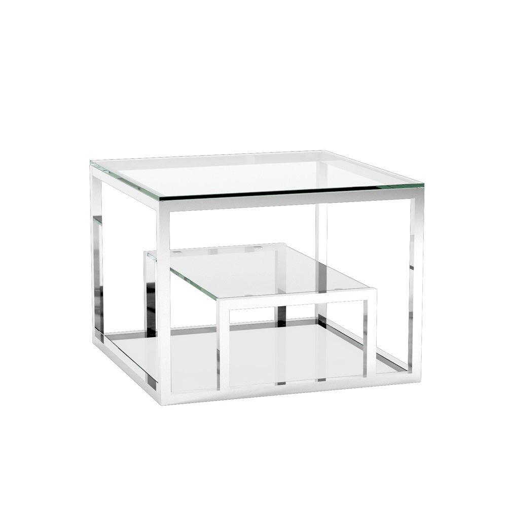 BAROLO Polished Steel End Table Silver