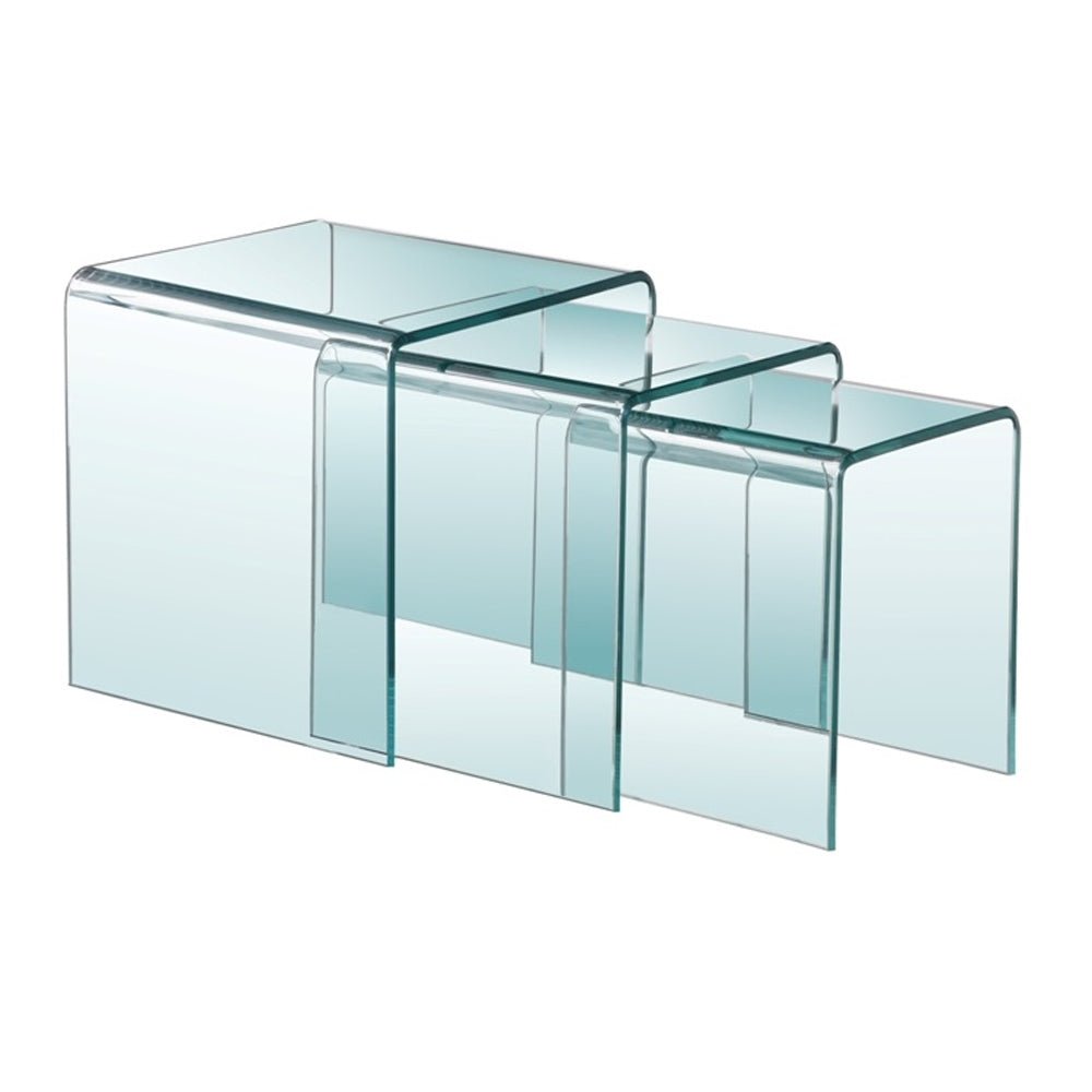 BENT GLASS Table Bent Glass 3Pc Nesting Table