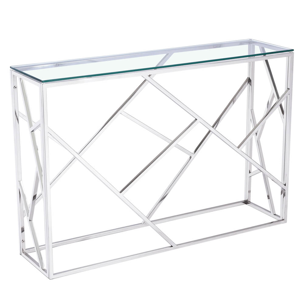 CAROLE Console Table Glass Silver