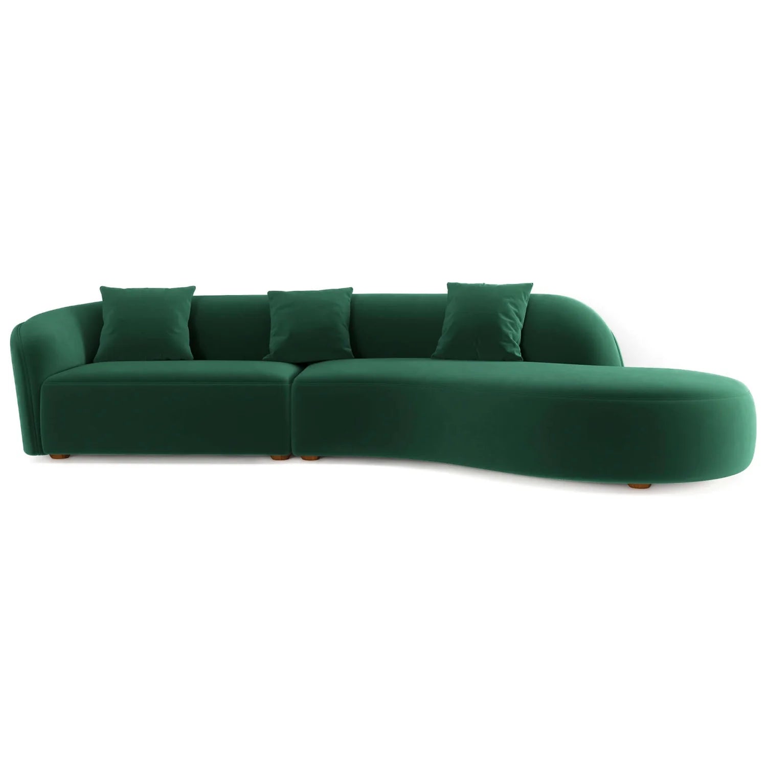 Elijah Japandi Style Curvy Sectional Sofa Green