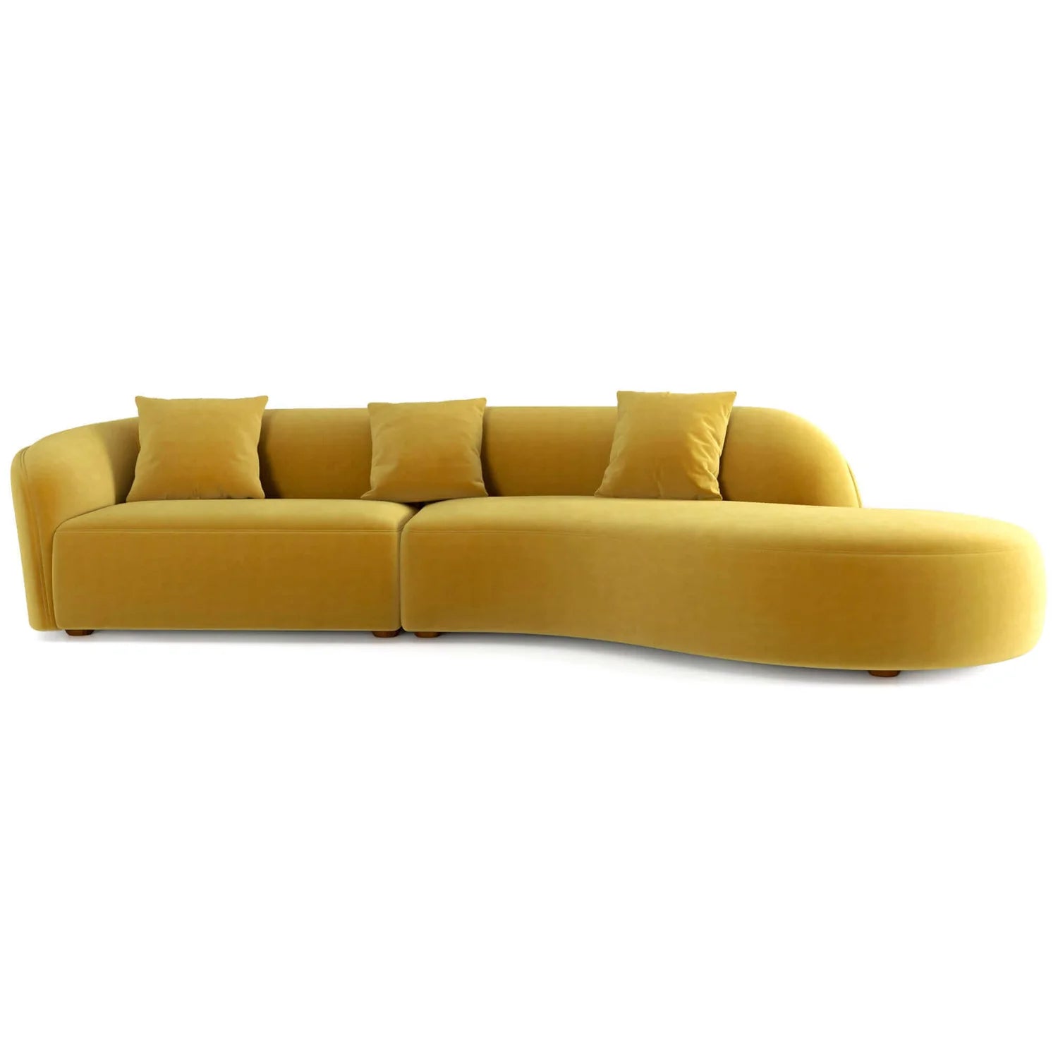 Elijah Japandi Style Curvy Sectional Sofa Yellow