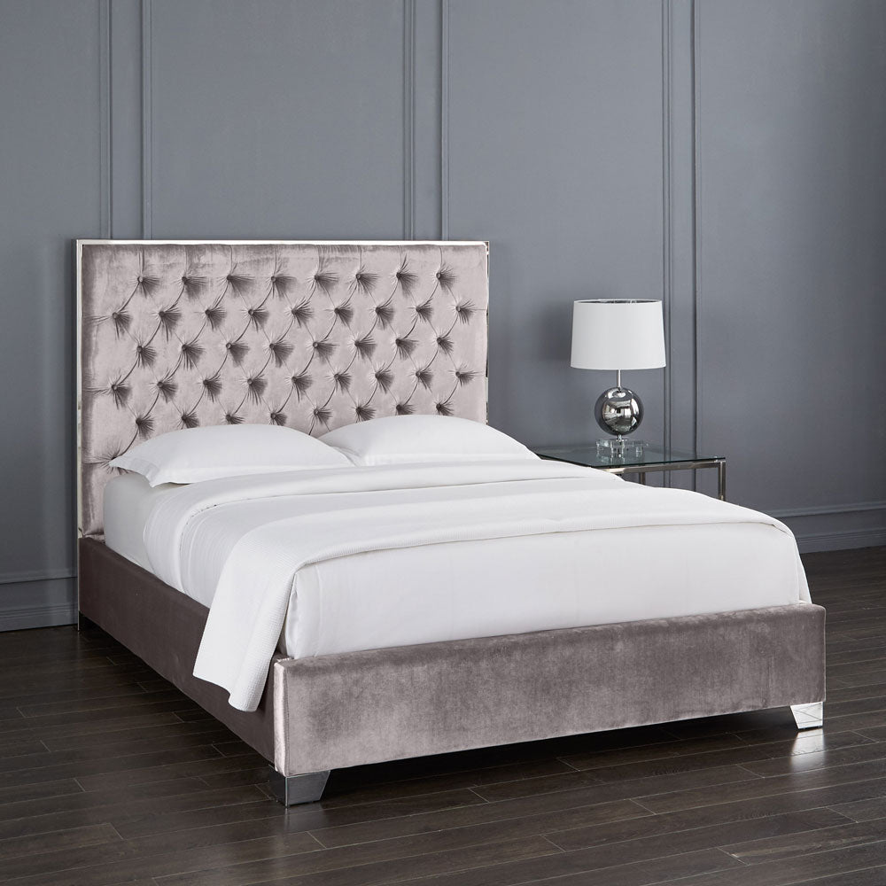 KROMA BED QUEEN - DARK GREY LINEN Silver