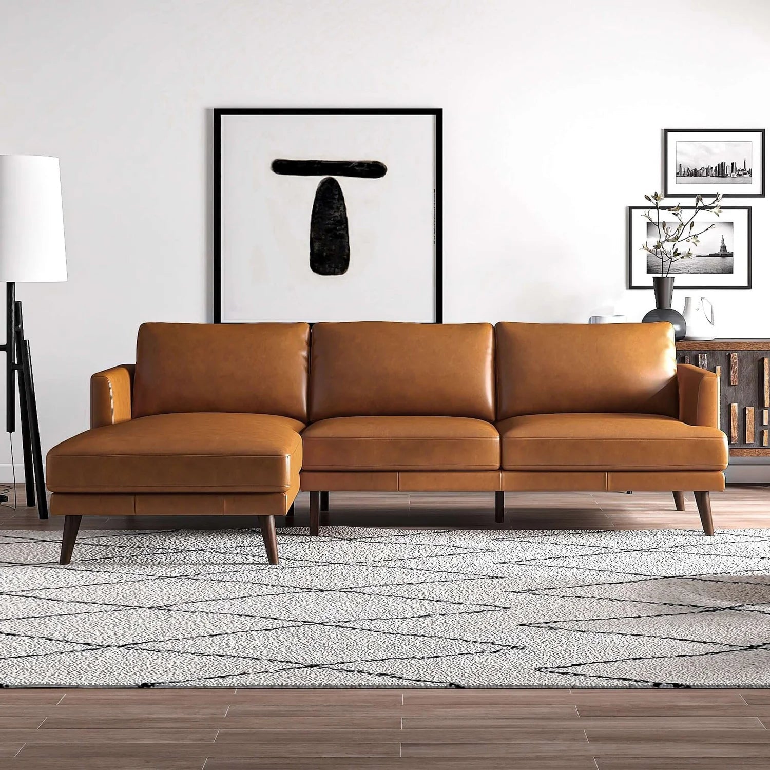 Lore Genuine Leather Sectional (Left Facing)