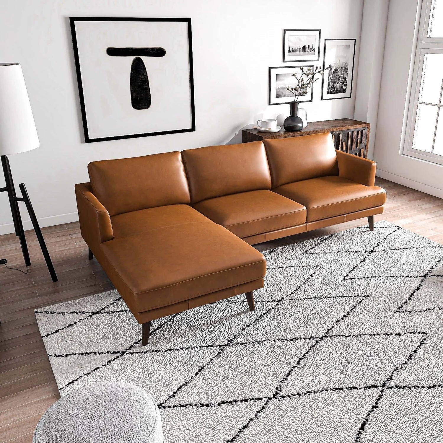 Lore Genuine Leather Sectional (Left Facing)