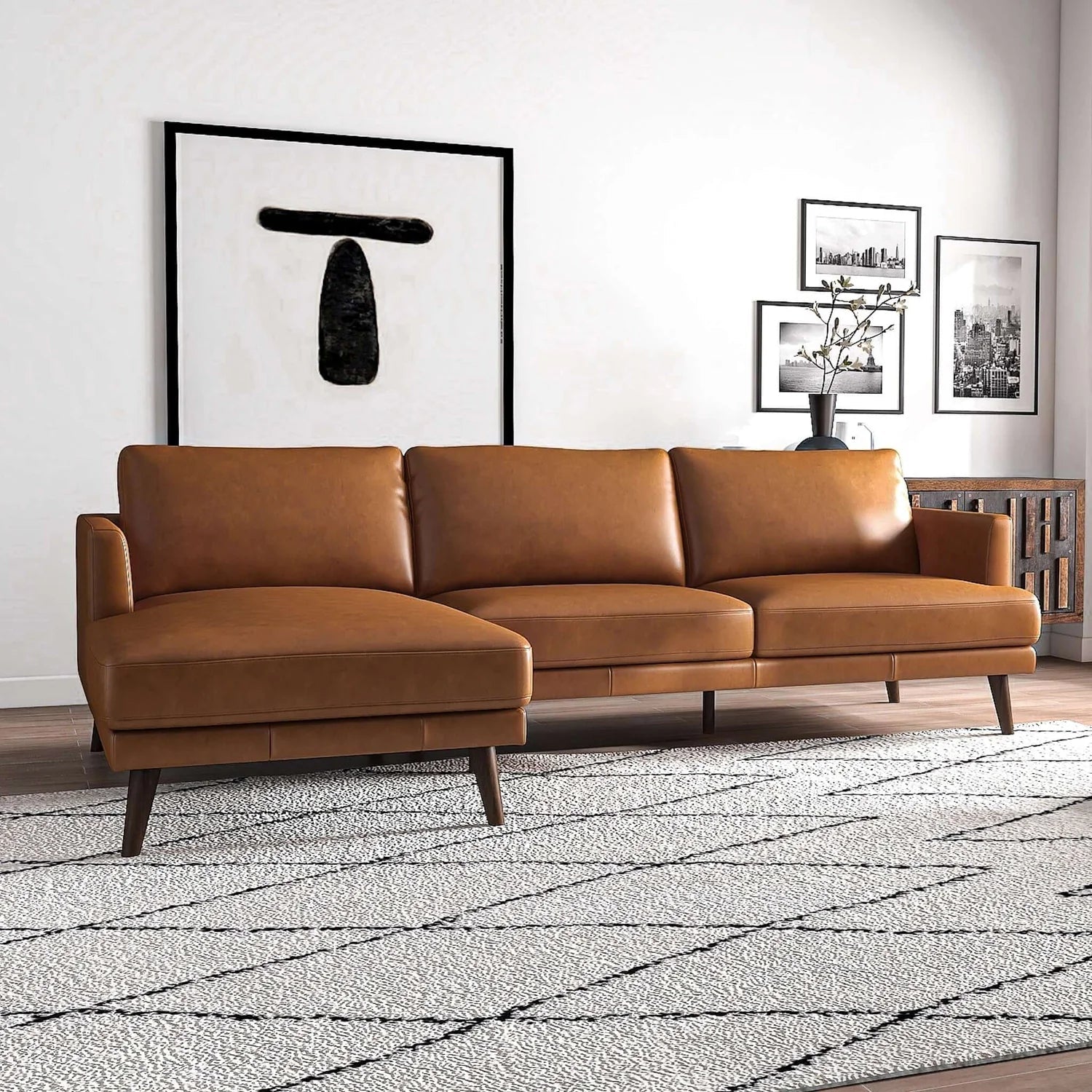 Lore Genuine Leather Sectional (Left Facing)
